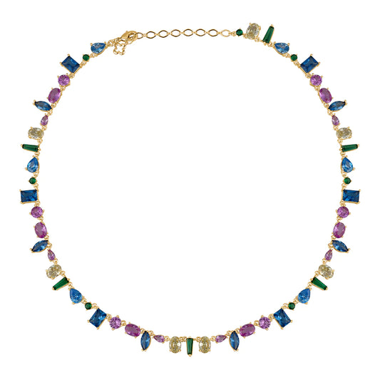 spectacular crystal tennis necklace || multi